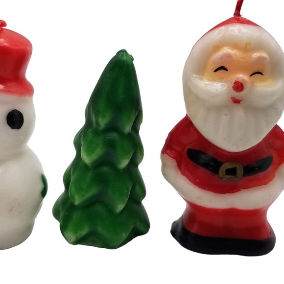 Vintage Christmas Candle Set Colonial Candles Santa Claus Snowman Christmas Tree - Picture 3 of 9